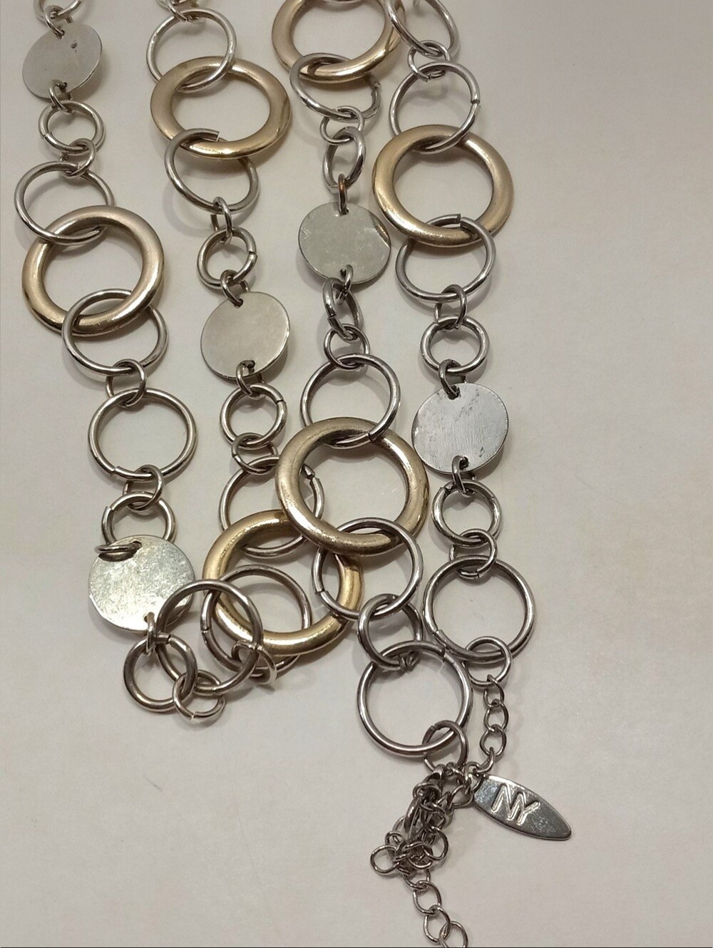 Circle Link Statement Necklace Mixed Metal NY New York & Co Brand